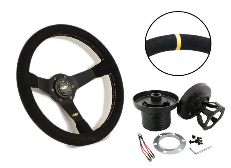 Set Luisi Mirage Sportlenkrad Wildleder schwarz geschüsselt & Nabe Renault Clio 2002-2013 W6120